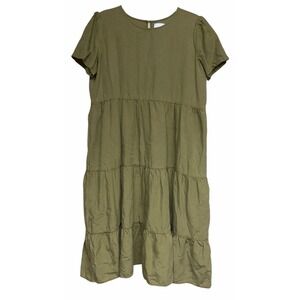 Tradlands Chalet Tiered Dress Olive Women's Size Small